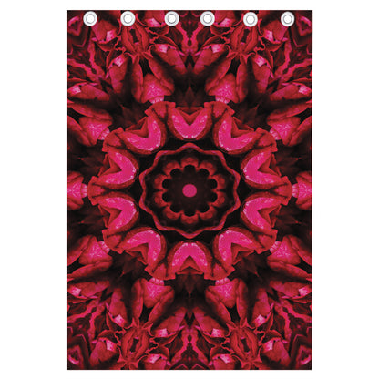 Pink Rose Kaleidoscope Print Curtain
