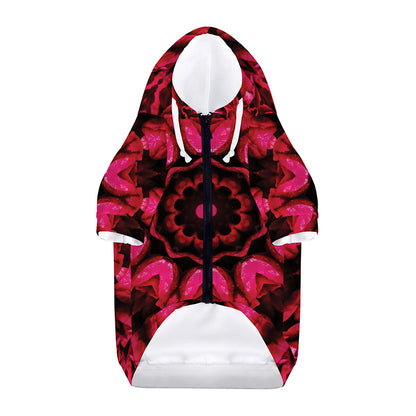 Pink Rose Kaleidoscope Print Dog Zip Up Hoodie