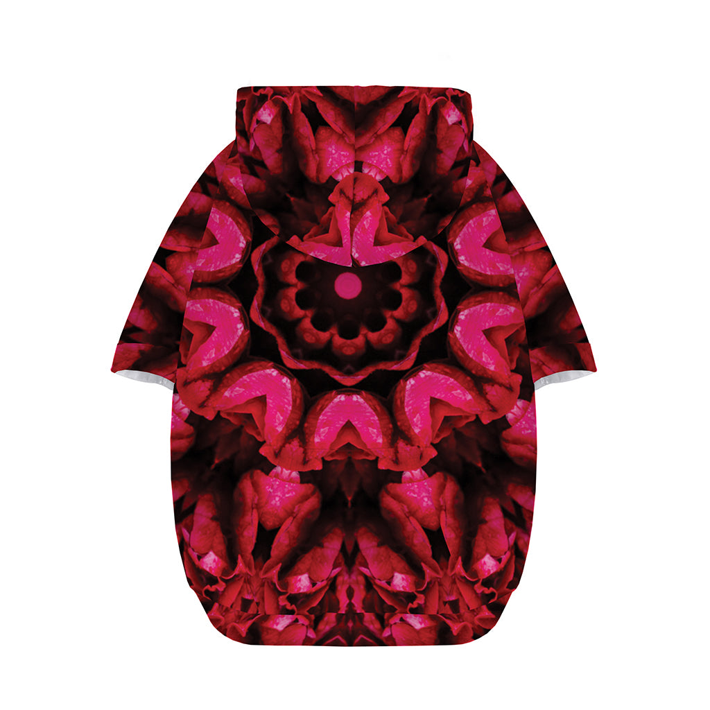 Pink Rose Kaleidoscope Print Dog Zip Up Hoodie
