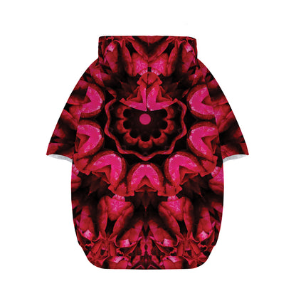 Pink Rose Kaleidoscope Print Dog Zip Up Hoodie