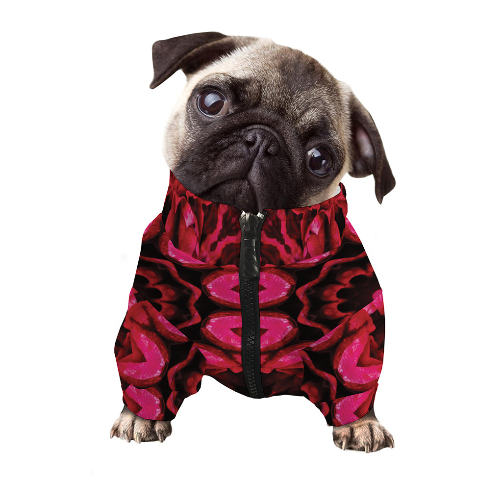 Pink Rose Kaleidoscope Print Dog Zip Up Jacket