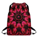 Pink Rose Kaleidoscope Print Drawstring Backpack