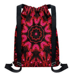 Pink Rose Kaleidoscope Print Drawstring Backpack