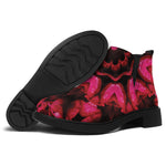 Pink Rose Kaleidoscope Print Flat Ankle Boots