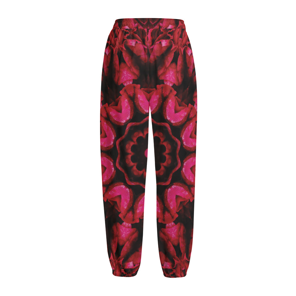 Pink Rose Kaleidoscope Print Fleece Lined Knit Pants