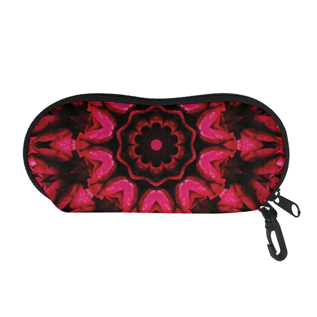 Pink Rose Kaleidoscope Print Glasses Case