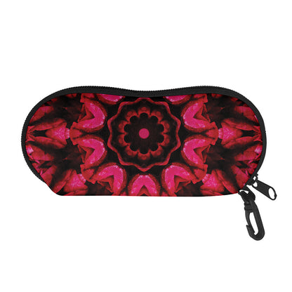 Pink Rose Kaleidoscope Print Glasses Case