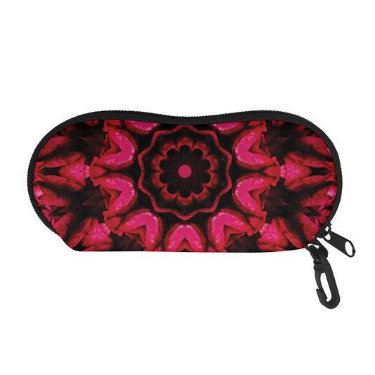 Pink Rose Kaleidoscope Print Glasses Case