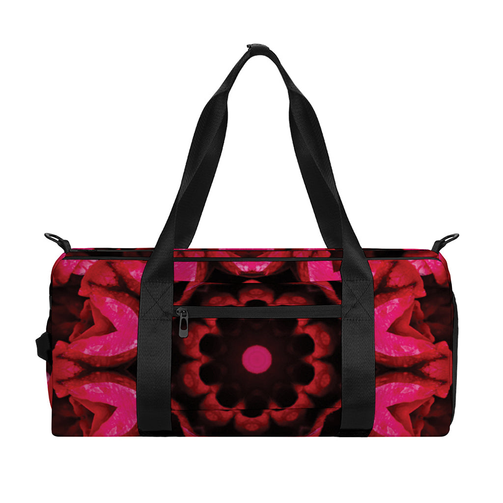 Pink Rose Kaleidoscope Print Gym Bag
