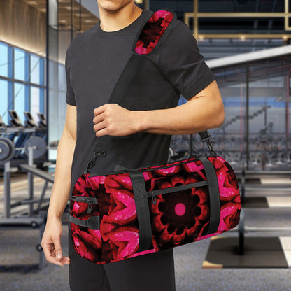 Pink Rose Kaleidoscope Print Gym Bag