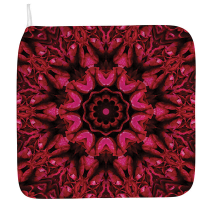 Pink Rose Kaleidoscope Print Hand Towel