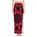 Pink Rose Kaleidoscope Print High Slit Maxi Skirt