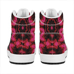 Pink Rose Kaleidoscope Print High Top Leather Sneakers