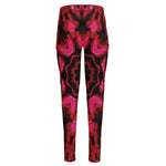 Pink Rose Kaleidoscope Print High-Waisted Pocket Leggings