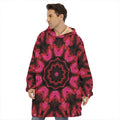 Pink Rose Kaleidoscope Print Hoodie Blanket