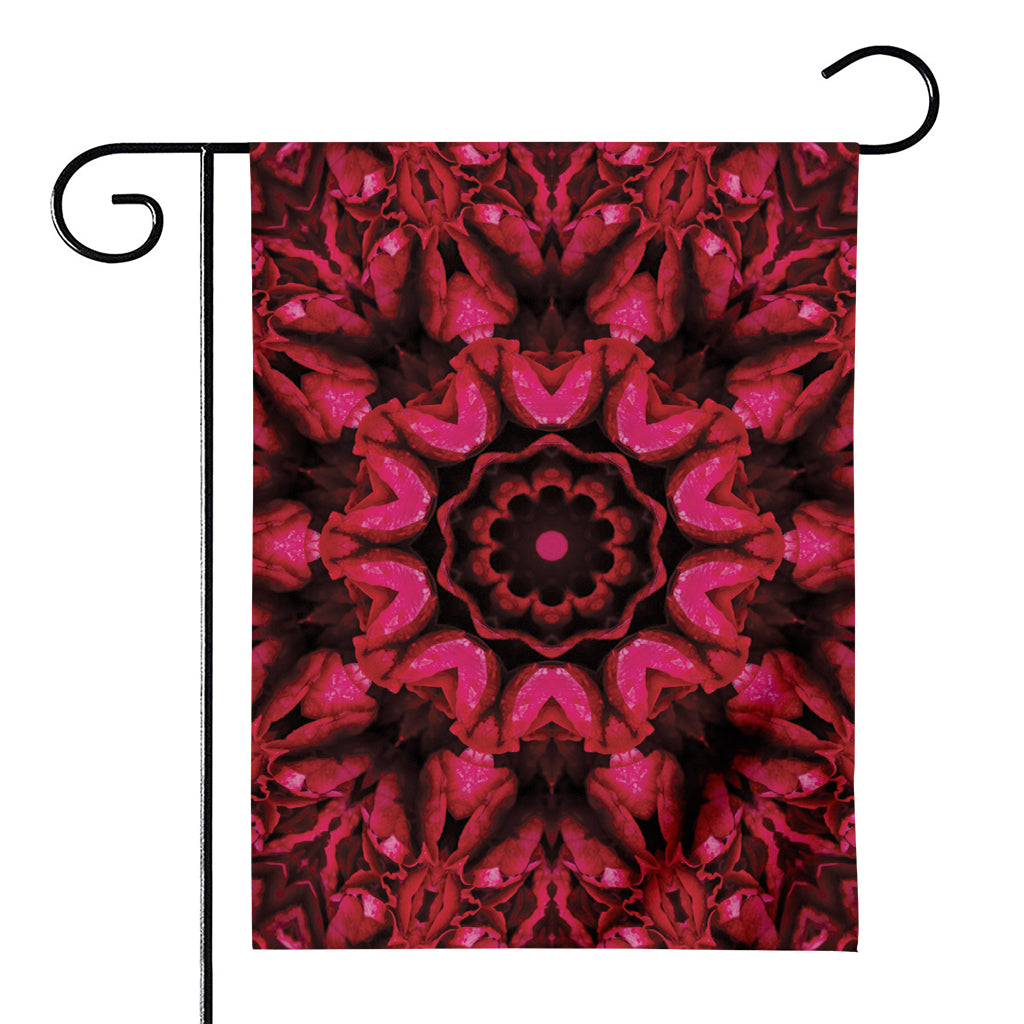 Pink Rose Kaleidoscope Print House Flag