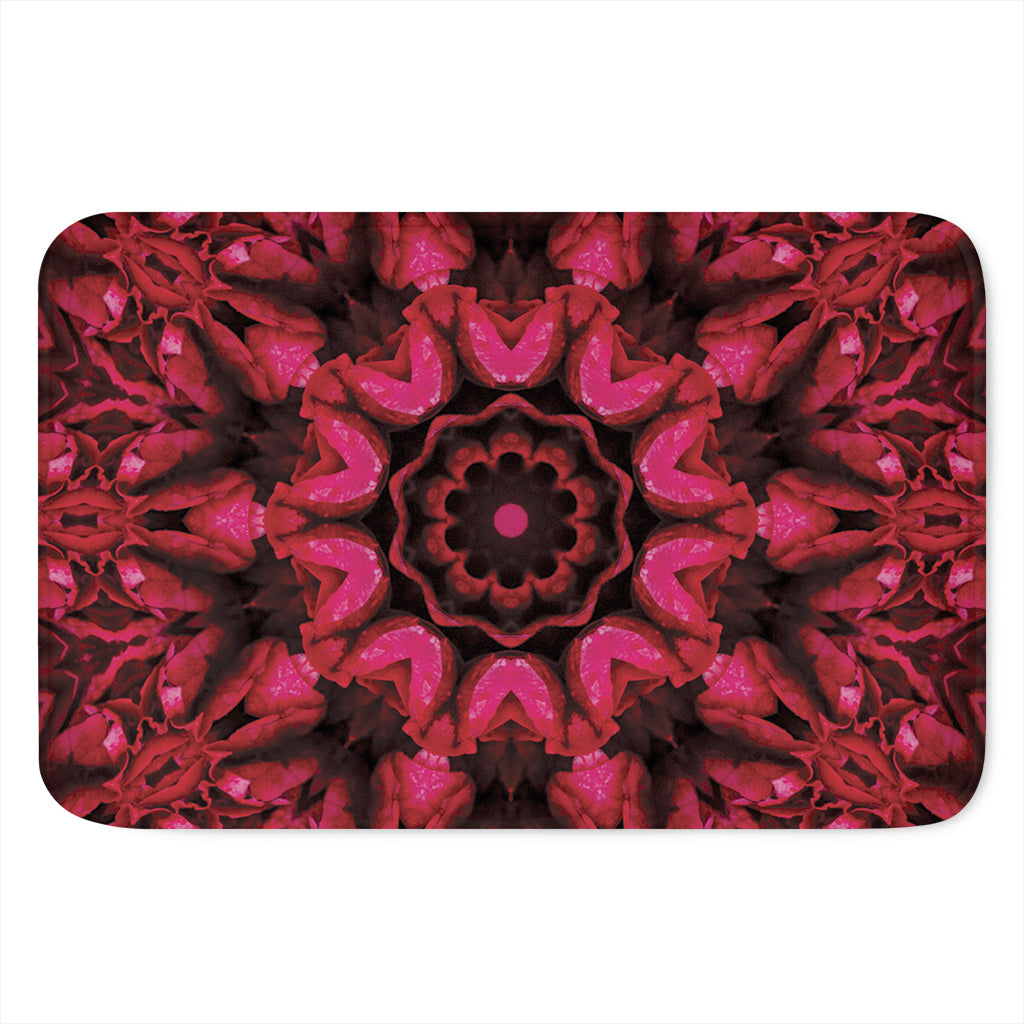 Pink Rose Kaleidoscope Print Indoor Door Mat