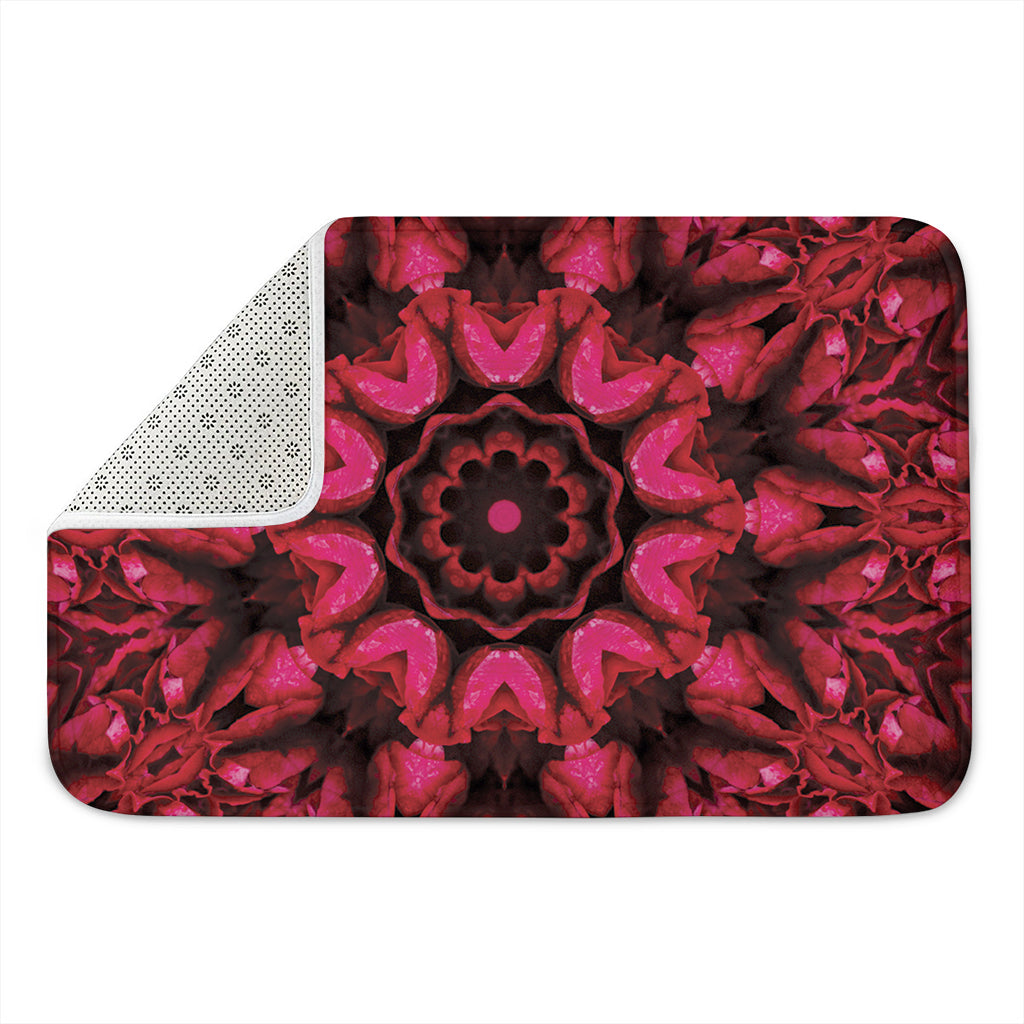 Pink Rose Kaleidoscope Print Indoor Door Mat