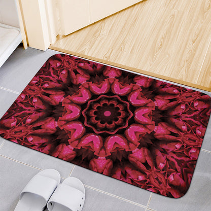 Pink Rose Kaleidoscope Print Indoor Door Mat