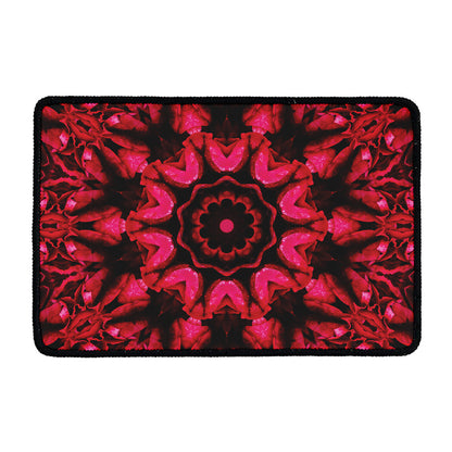Pink Rose Kaleidoscope Print Kitchen Mat