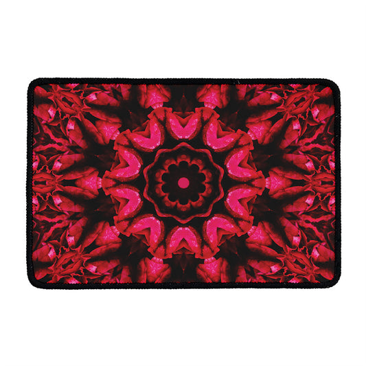 Pink Rose Kaleidoscope Print Kitchen Mat