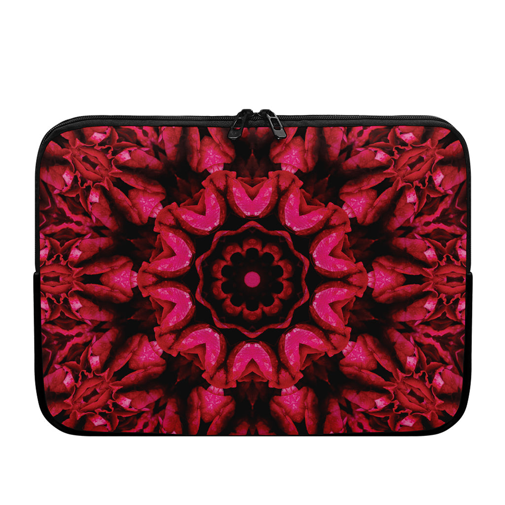 Pink Rose Kaleidoscope Print Laptop Sleeve