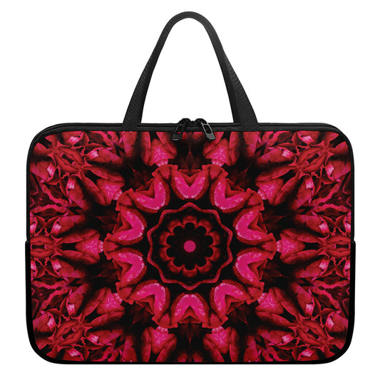 Pink Rose Kaleidoscope Print Laptop Sleeve With Handle