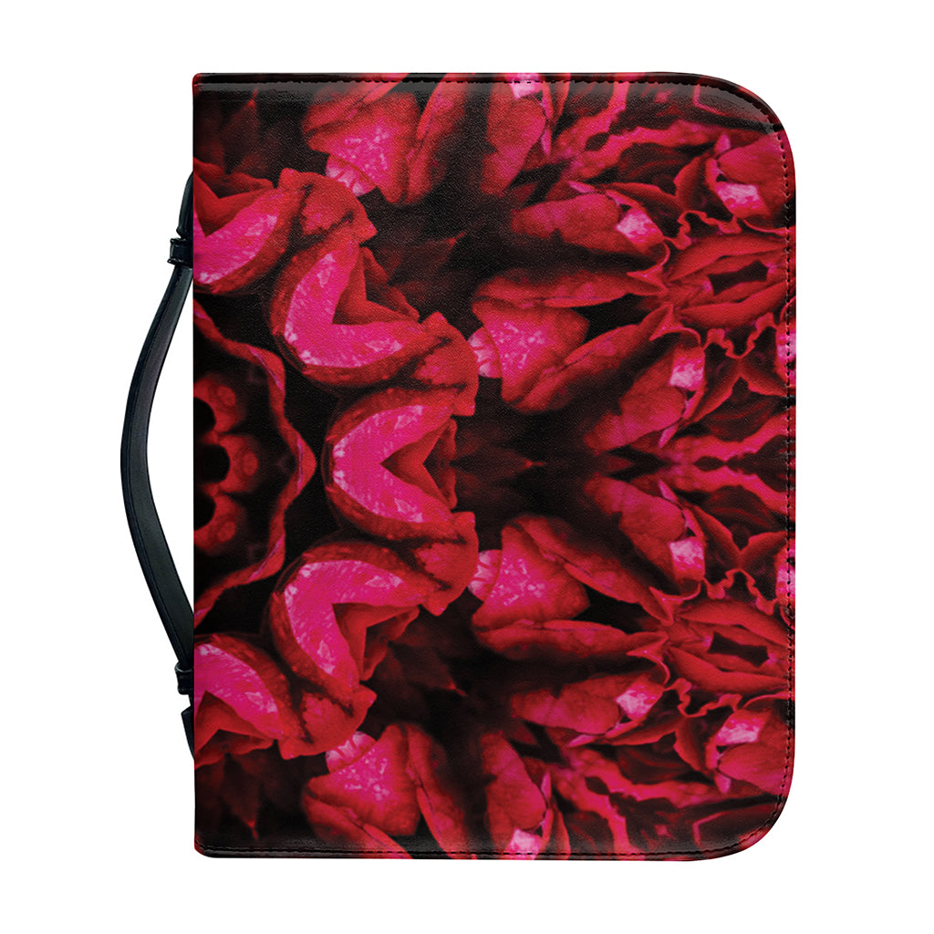 Pink Rose Kaleidoscope Print Leather Bible Cover