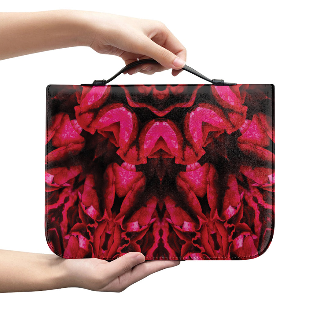 Pink Rose Kaleidoscope Print Leather Bible Cover