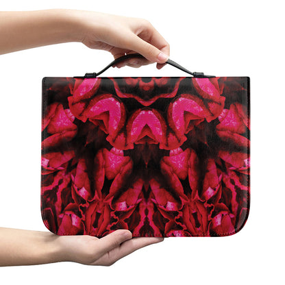 Pink Rose Kaleidoscope Print Leather Bible Cover