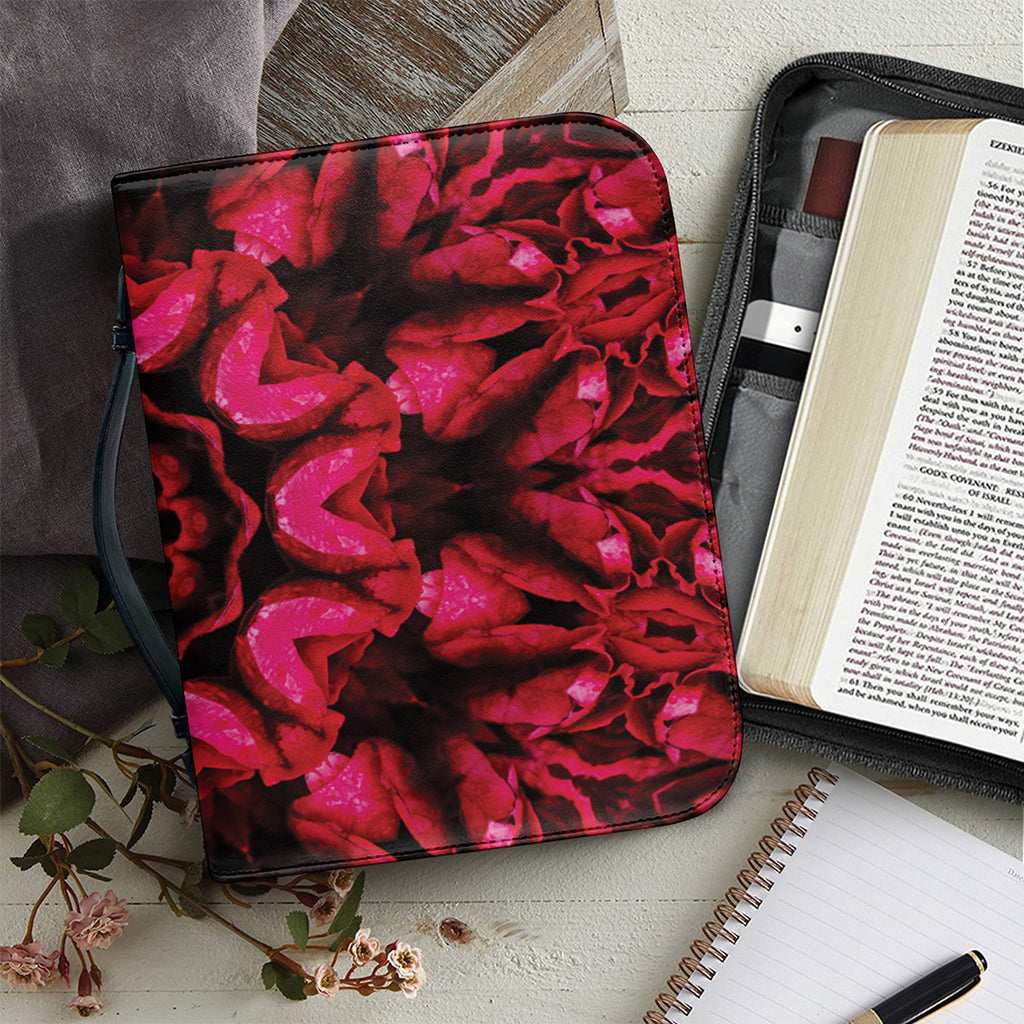 Pink Rose Kaleidoscope Print Leather Bible Cover