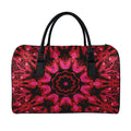 Pink Rose Kaleidoscope Print Leather Duffel Bag