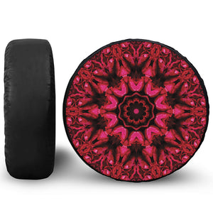 Pink Rose Kaleidoscope Print Leather Spare Tire Cover