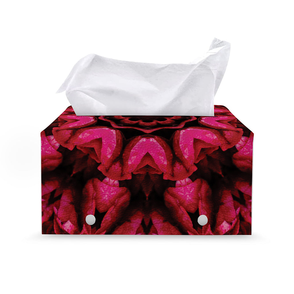 Pink Rose Kaleidoscope Print Leather Tissue Box Cover