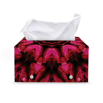 Pink Rose Kaleidoscope Print Leather Tissue Box Cover