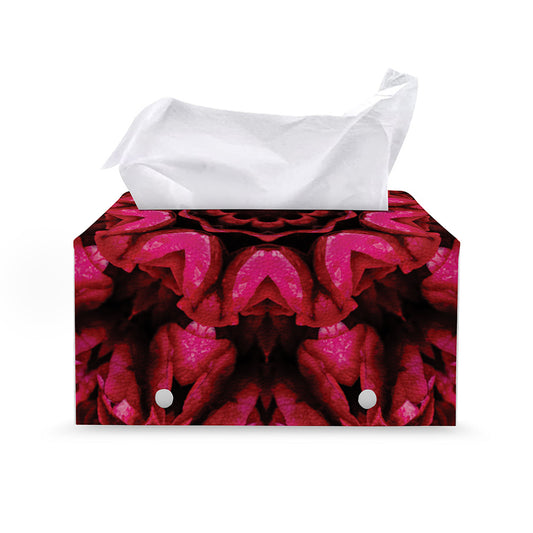 Pink Rose Kaleidoscope Print Leather Tissue Box Cover