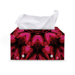 Pink Rose Kaleidoscope Print Leather Tissue Box Cover