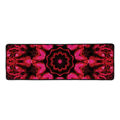 Pink Rose Kaleidoscope Print Long Kitchen Mat