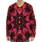 Pink Rose Kaleidoscope Print Long Sleeve Baseball Jersey