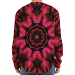Pink Rose Kaleidoscope Print Long Sleeve Baseball Jersey