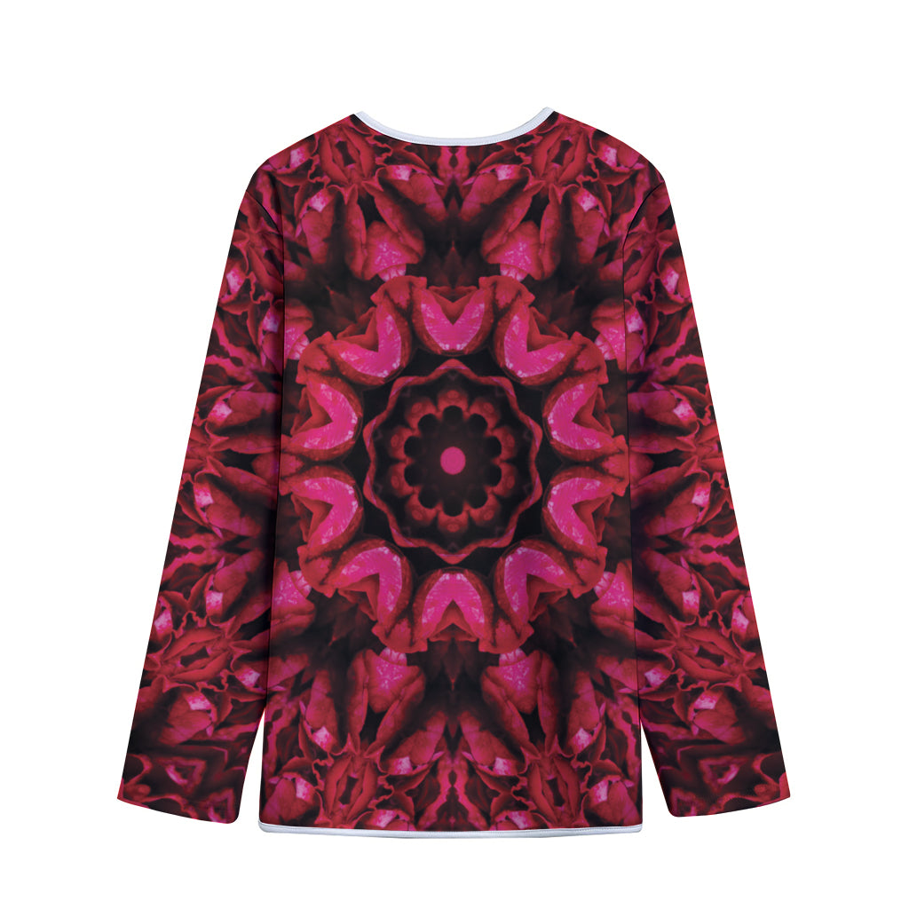 Pink Rose Kaleidoscope Print Long Sleeve Short Coat