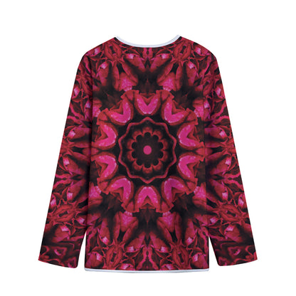 Pink Rose Kaleidoscope Print Long Sleeve Short Coat