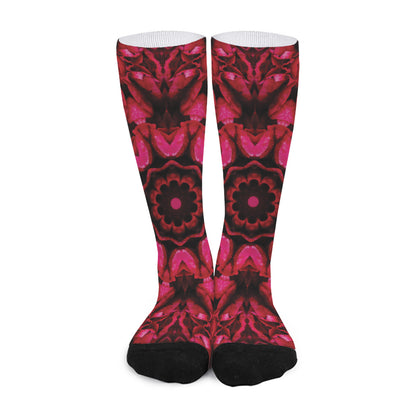 Pink Rose Kaleidoscope Print Long Socks