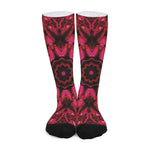 Pink Rose Kaleidoscope Print Long Socks