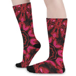 Pink Rose Kaleidoscope Print Long Socks