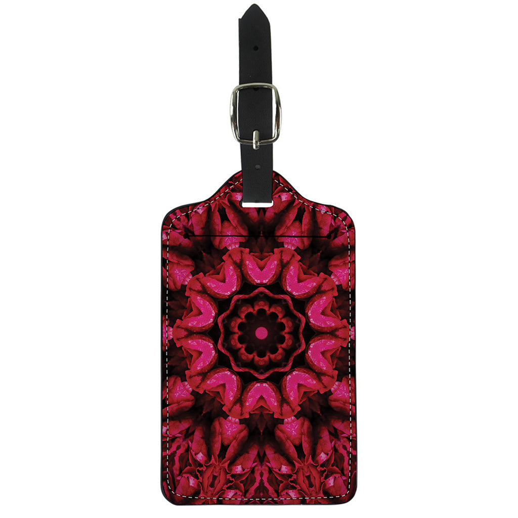Pink Rose Kaleidoscope Print Luggage Tag