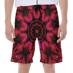 Pink Rose Kaleidoscope Print Men's Beach Shorts