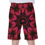Pink Rose Kaleidoscope Print Men's Beach Shorts