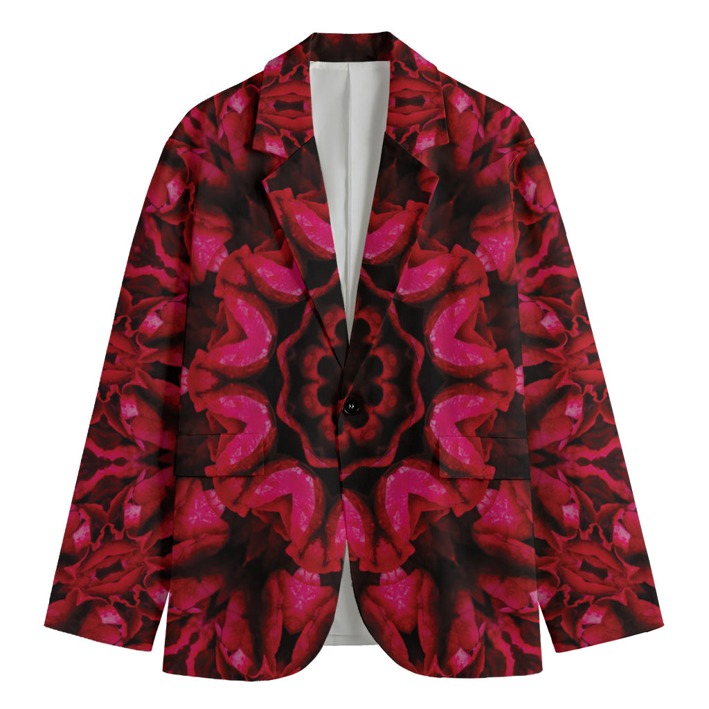 Pink Rose Kaleidoscope Print Men's Blazer