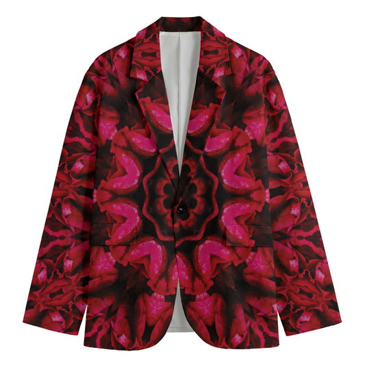 Pink Rose Kaleidoscope Print Men's Blazer